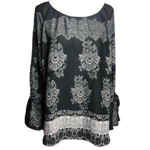 Hot In Hollywood oversized sz M peasant flowy boho on or off shoulder blouse top